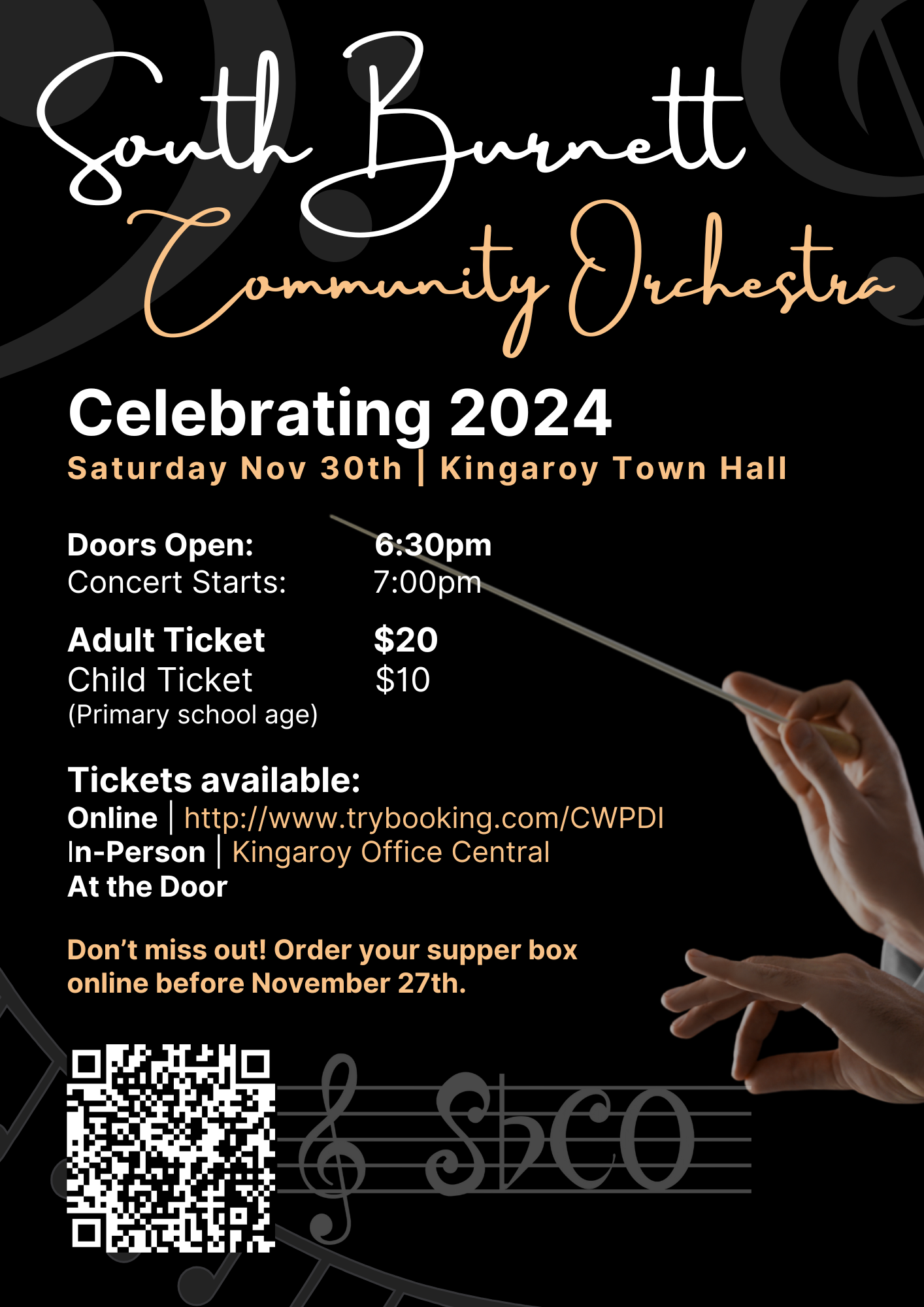 The South Burnett Community Orchestra is proud to present our end of year concert, to be held on Saturday 30th November at the Kingaroy Town Hall